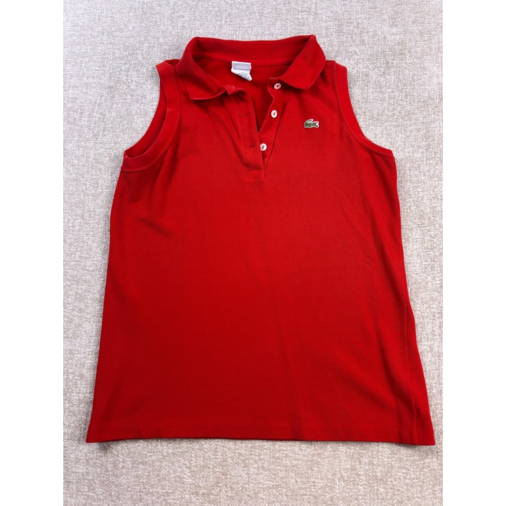 Lacoste Red Sleeveless Polo Shirt Women Size 40 5191L Made in France Small